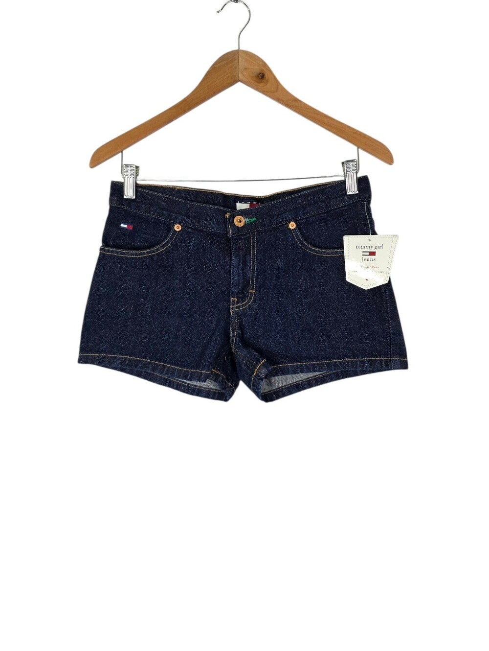 New Tommy Girl Jeans Juniors Denim Lola Short Shorts Extra Low Rise Size 5 Y2K
